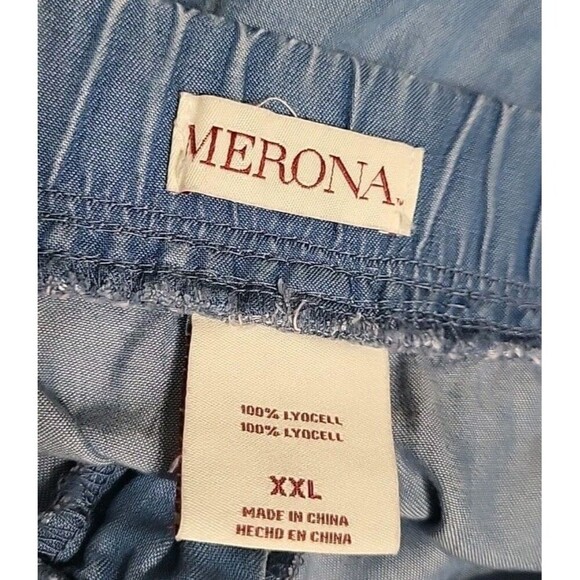 NWT Blue Chambray Shorts XXL 4” Stretchy Waist Pockets Drawstring Vacation - Picture 5 of 7